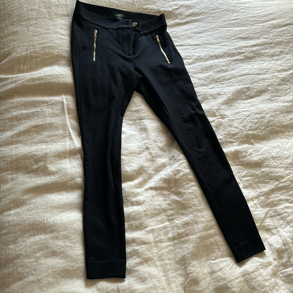 Loft office pants, black with gold accents, size 2P